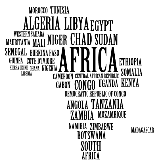 African countries in word collage